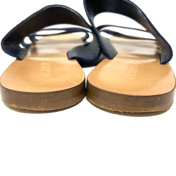 J. Crew Bali Navy Blue Suede Slide on Sandals Leather Sole Made in Italy Size 8 - Picture 3 of 8